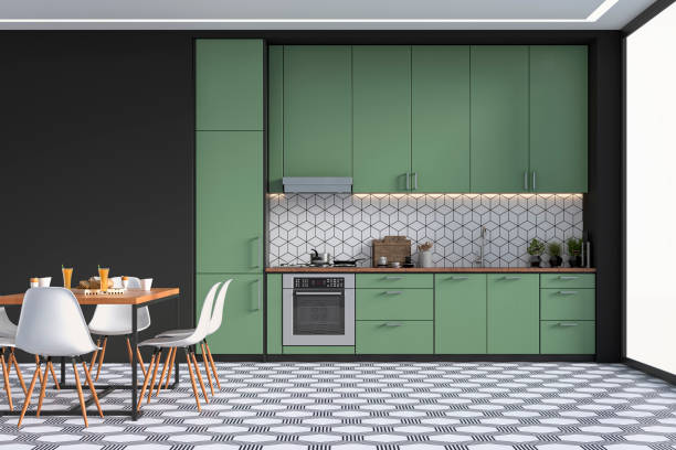 Green cabinets | Markville Carpet & Flooring