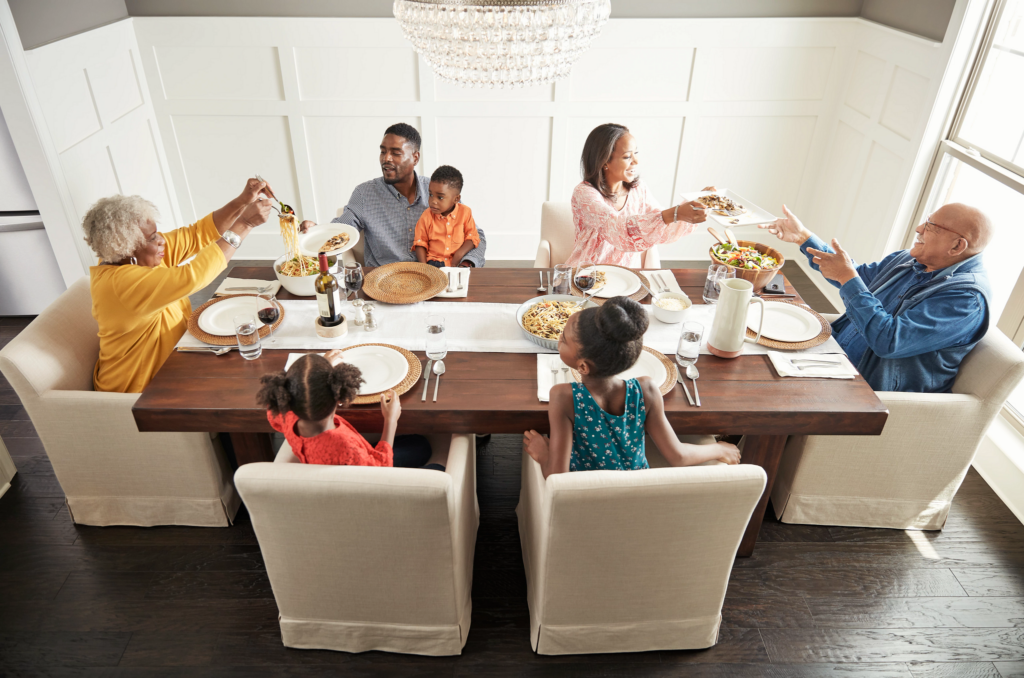 Family having breakfast at the dining table | Markville Carpet & Flooring
